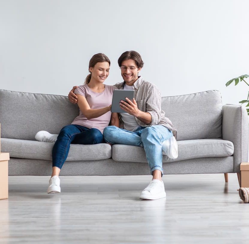 Couple sitting on couch